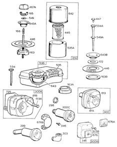 Air Cleaners, Mufflers Diagram and Parts List for 100201-0265-XX  Briggs and Stratton Engine